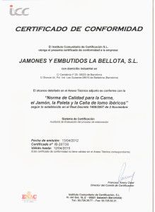 CERTIFICADO IBERICO - LA BELLOTA 130412